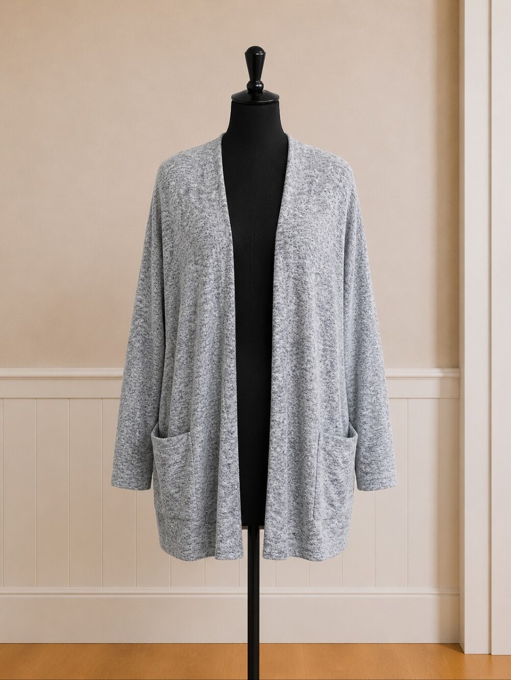 Time And Tru Women's Blue/Gray Open Front Sweater